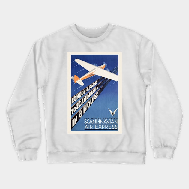 Scandinavian Air Express Vintage Poster 1931 Crewneck Sweatshirt by vintagetreasure